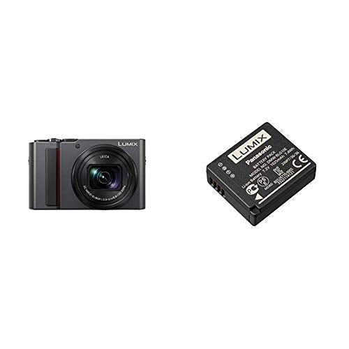 Panasonic Lumix DC-TZ200EG-K, 21,1 MP Premium-Kompaktkamera + Panasonic Lumix DMW-BLG10, Silber