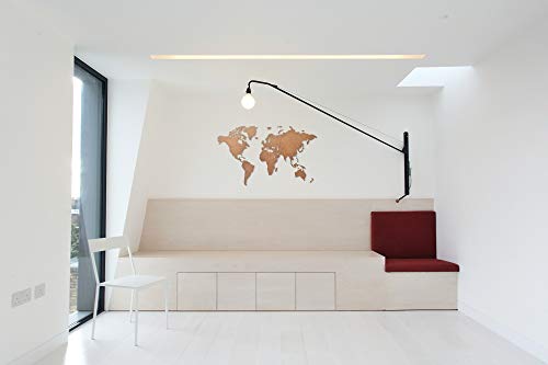 MiMi Innovations, lujoso mapa del mundo de madera, 90X54 cms, marrón
