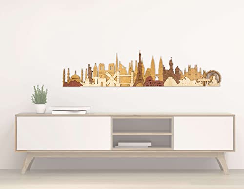World Monuments and Attractions, 3D-Holztafel (105 x 25 x 1,6 cm)