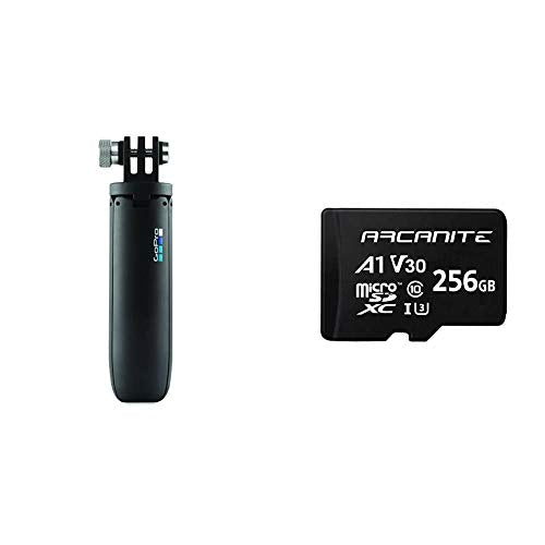 GoPro Shorty, vara de extensión en miniatura y trípode + Arcanite, tarjeta memoria MicroSDXC 256 GB con adaptador SD