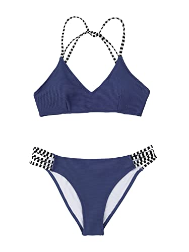 Cupshe, conjunto de bikini con tirantes cruzados, azul