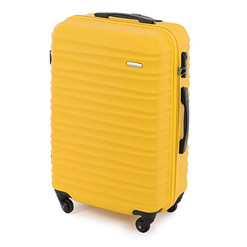 Wittchen, trolley de maleta mediana resistente, amarilla, 4 ruedas