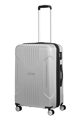 American Tourister Tracklite Spinner M, maleta mediana, 67 cms, 82 L, plata