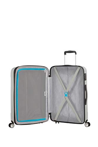 American Tourister Tracklite Spinner M, maleta mediana, 67 cms, 82 L, plata