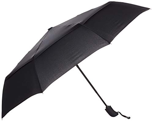 Amazon Basics, paraguas de viaje automático con respiradero, negro