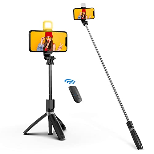Palo Selfie con Luces, Palo Selfie Trípode para Movil con Mando a