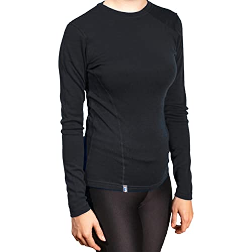 Alpin Loacker, camiseta de manga larga para mujer, lana merina, zwart