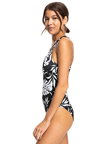 Roxy, schwarz-weißer tropischer Damen-Badeanzug