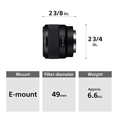 Sony SEL50F18F.SYX Objetivo Fijo (FE 50 mm, F1.8), Negro, solo Objetivo - Fotoviaje