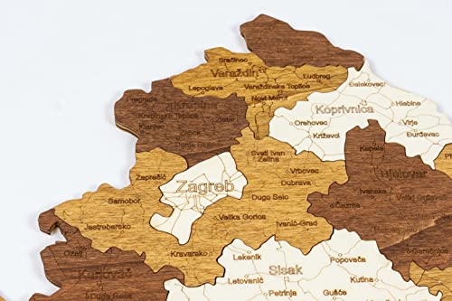 Mapa de madera 2D de Croacia (68 x 67 cms)