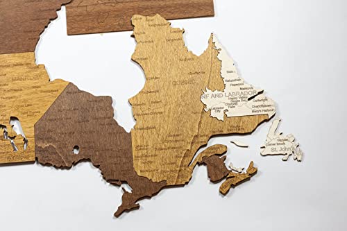 Mapa de madera 2D de Canadá (27.6 x 28.35 pulgadas)