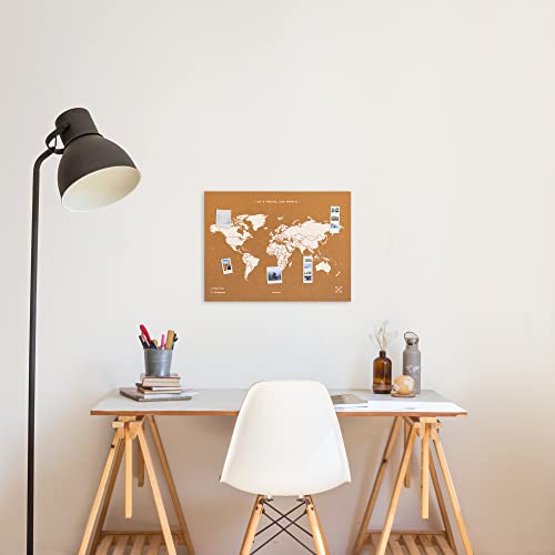 Miss Wood, Weltkarte aus Kork, 45 x 60 cm, weiß
