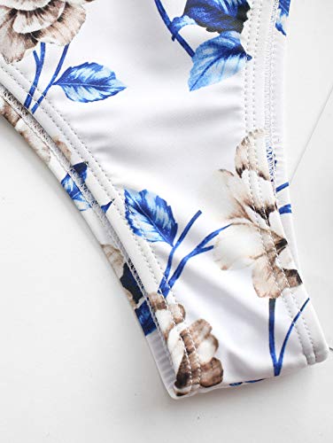 Bikini-Set, Zaful, verstellbarer Blumen-BH und blaue Farbe