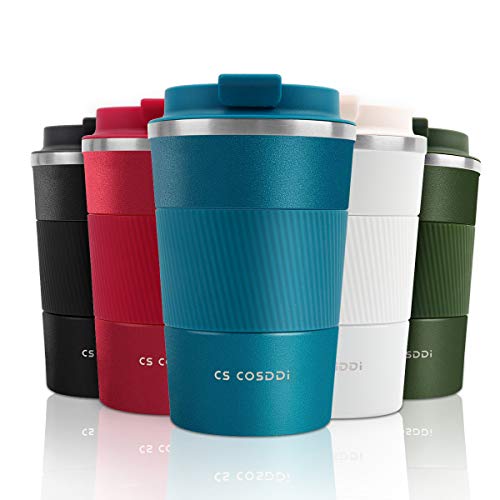 CS COSDDI 380ml Insulated Travel Mugs with Leak Proof Lid