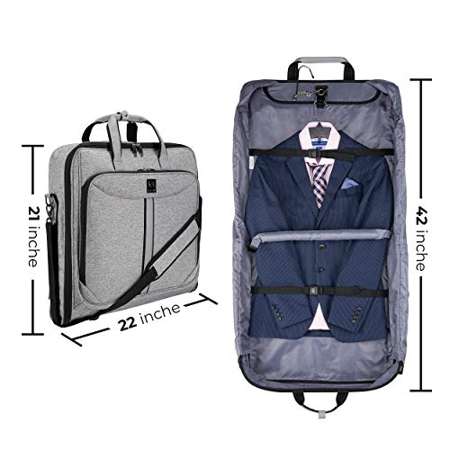 Bolsa Portatrajes Funda de Viaje para Traje Bolso Porta Trajes Ropa  Vestidos Carry-On Garment Bag con Compartimentos… 
