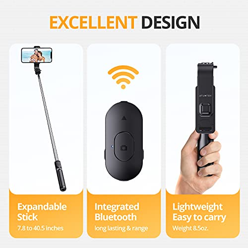 ATUMTEK Erweiterbarer Bluetooth-Stativ-Selfie-Stick mit drahtloser Fernbedienung