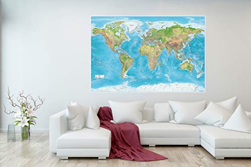 GREAT ART XXL, póster del mapa del mundo en relieve de 140 x 100 cms