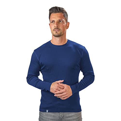 Alpin Loacker, camiseta de merino manga larga para hombre, azul