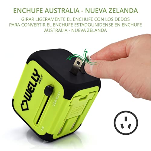 Welly Enjoy, Compact Universal Travel Adapter with 2 USB Ports