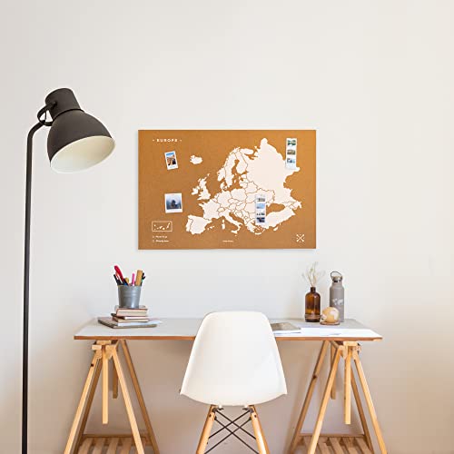 Miss Wood, cork map of Europe, white, 45x60 cm