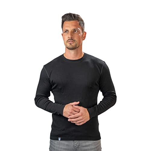 Alpin Loacker, camiseta de merino manga larga para hombre, negro