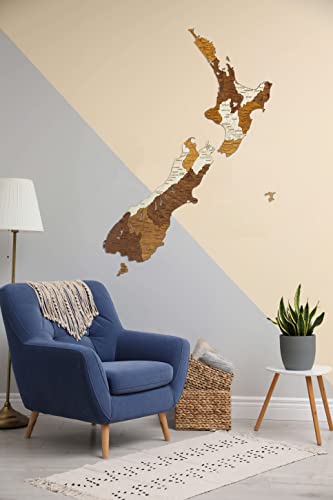 2D-Holzkarte von Neuseeland (52 x 70 cm)