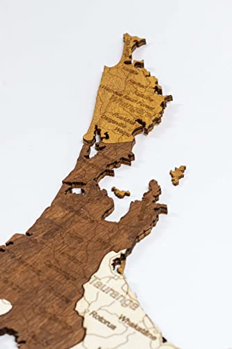 Mapa de madera 2D de Nueva Zelanda (52 x 70 cms)