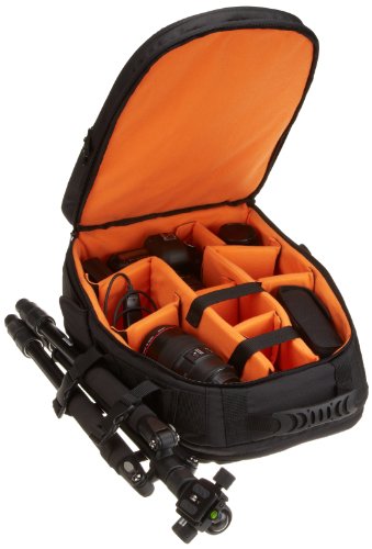 AmazonBasics - Mochila para cámaras DSLR y ordenadores portátiles (interior de color naranja) - Fotoviaje