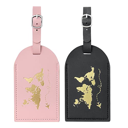 Flintronic, luggage tags, 2 pieces (black and pink)
