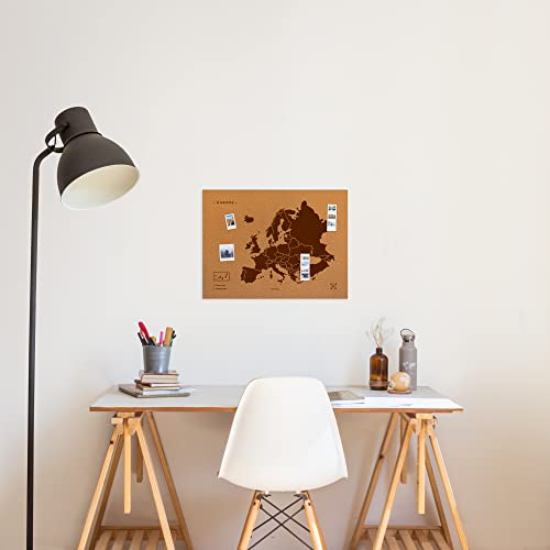 Miss Wood, Europakarte auf Kork, braun, 45x60 cm