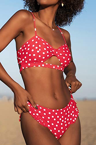 Cupshe, bikini for women with red polka dots