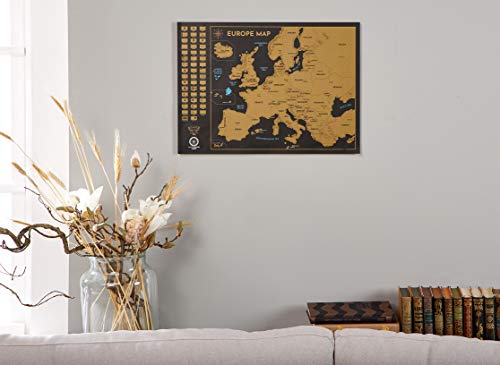 Scratchable world map (61 X 43 cm) + scratchable map of Europe (46 X 33 cm)