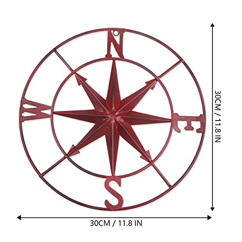 YiYa Wandkompass aus Metall Rot