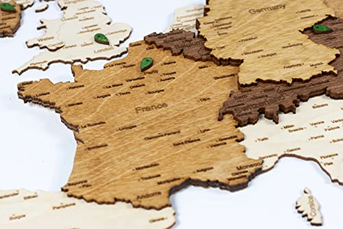 3D-Holzwandkarte von Europa (110 x 100 cm)