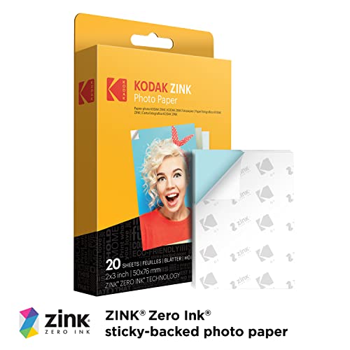KODAK Printomatic Sofortbildkamera-Starterpaket (Rosa) + Zinkpapier (20 Blatt) + Komfortbeutel