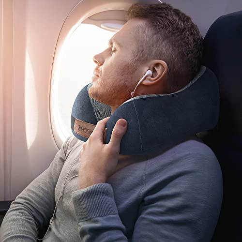Memory foam travel pillow, set with eye mask + earplugs