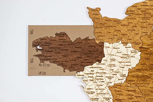 Mapa de madera 2D de Francia (69 x 68 cms)