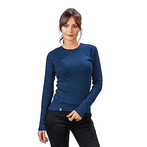Alpin Loacker, camiseta de manga larga para mujer, lana merina, azul