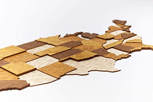  Mapa del mundo de madera 3D – Decoración de pared 3D con mapa  de madera del mundo – Fácil instalación con cinta adhesiva de doble cara –  Incluye complementos – Madera