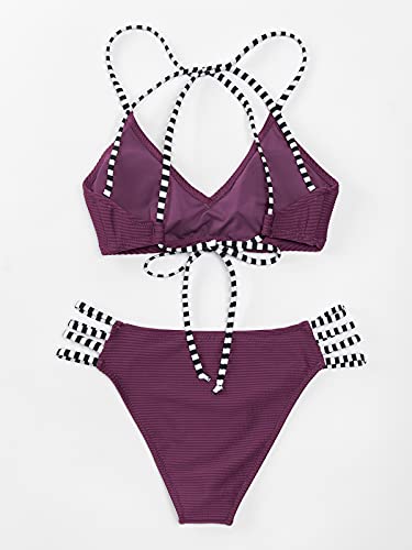 Cupshe, conjunto de bikini con tirantes cruzados, púrpura