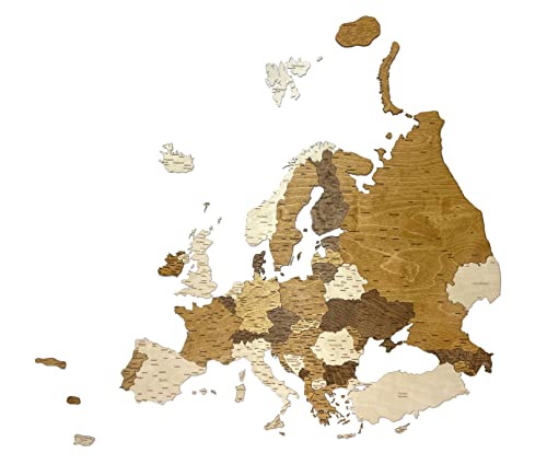 Mapa de pared en madera 3D de Europa (110 x 100 cms)
