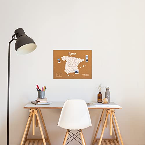 Miss Wood, cork map of Spain, white, 45x60 cm