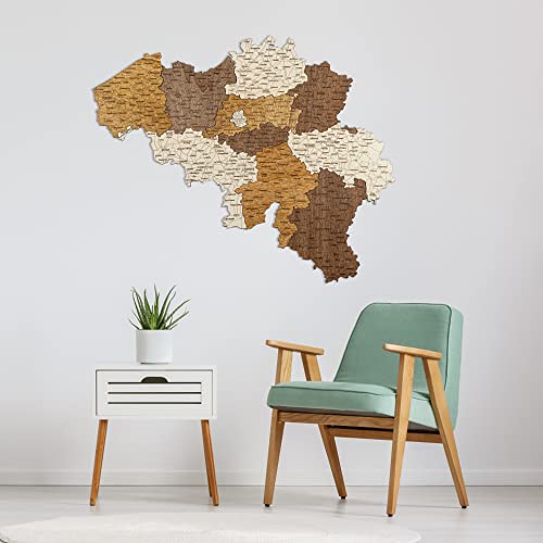 Mapa de madera de Bélgica (98 x 80 cm)