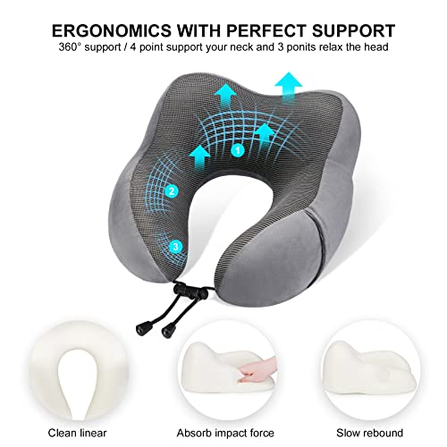Eono Travel Neck Pillow with Eye Mask and Earplugs