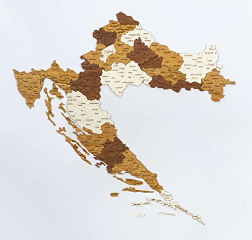 Mapa de madera 2D de Croacia (68 x 67 cms)