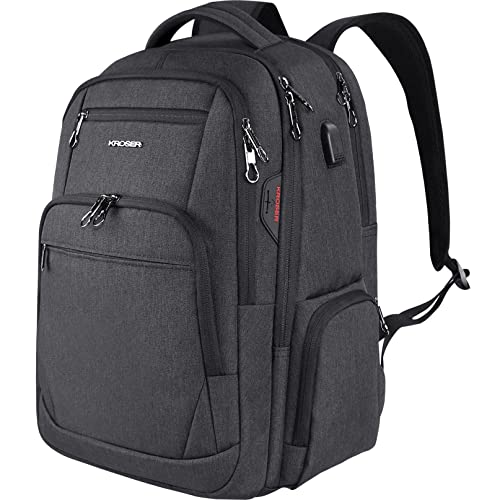 KROSER, travel laptop backpack, unisex, black
