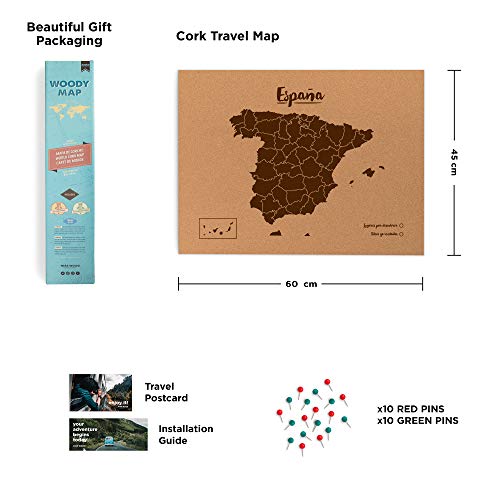 Miss Wood, cork map of Spain, brown, 45x60 cm