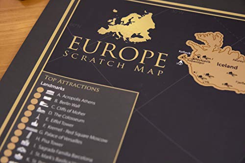Póster mapa de Europa para rascar, 84.1 x 59.4 cms