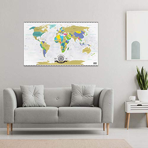 Weltkarten-Poster zum Rubbeln, mit 82 x 45 cm Geschenkhülse