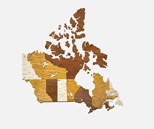 Mapa de madera 2D de Canadá (27.6 x 28.35 pulgadas)